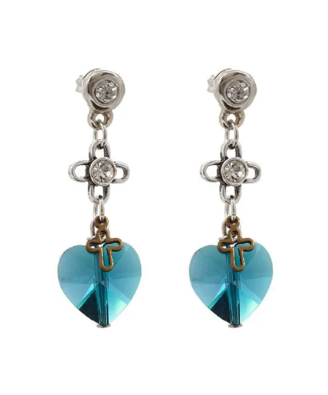 Deep blue crystals drop earrings sold by Maiden-Art