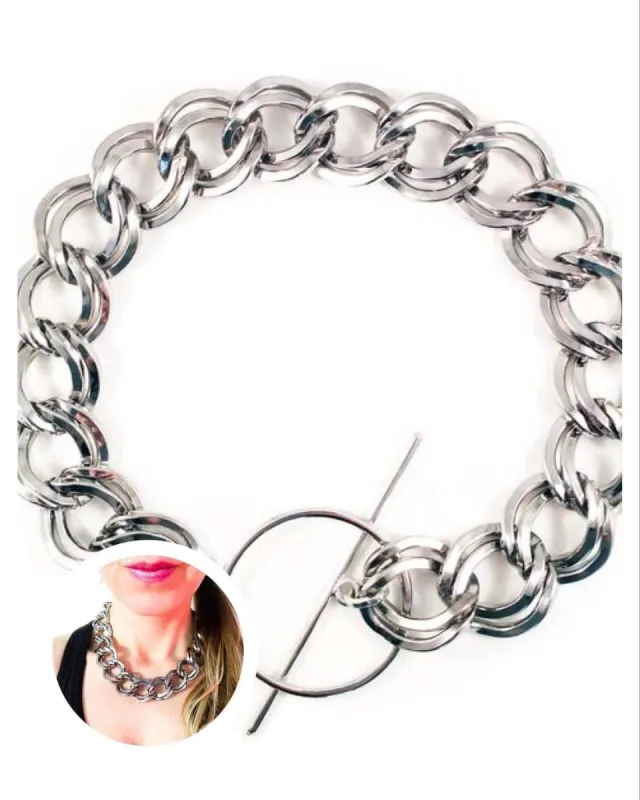 Silver statement choker necklace. Perfect for parties, summer time and gift for her. sold by Maiden-Art