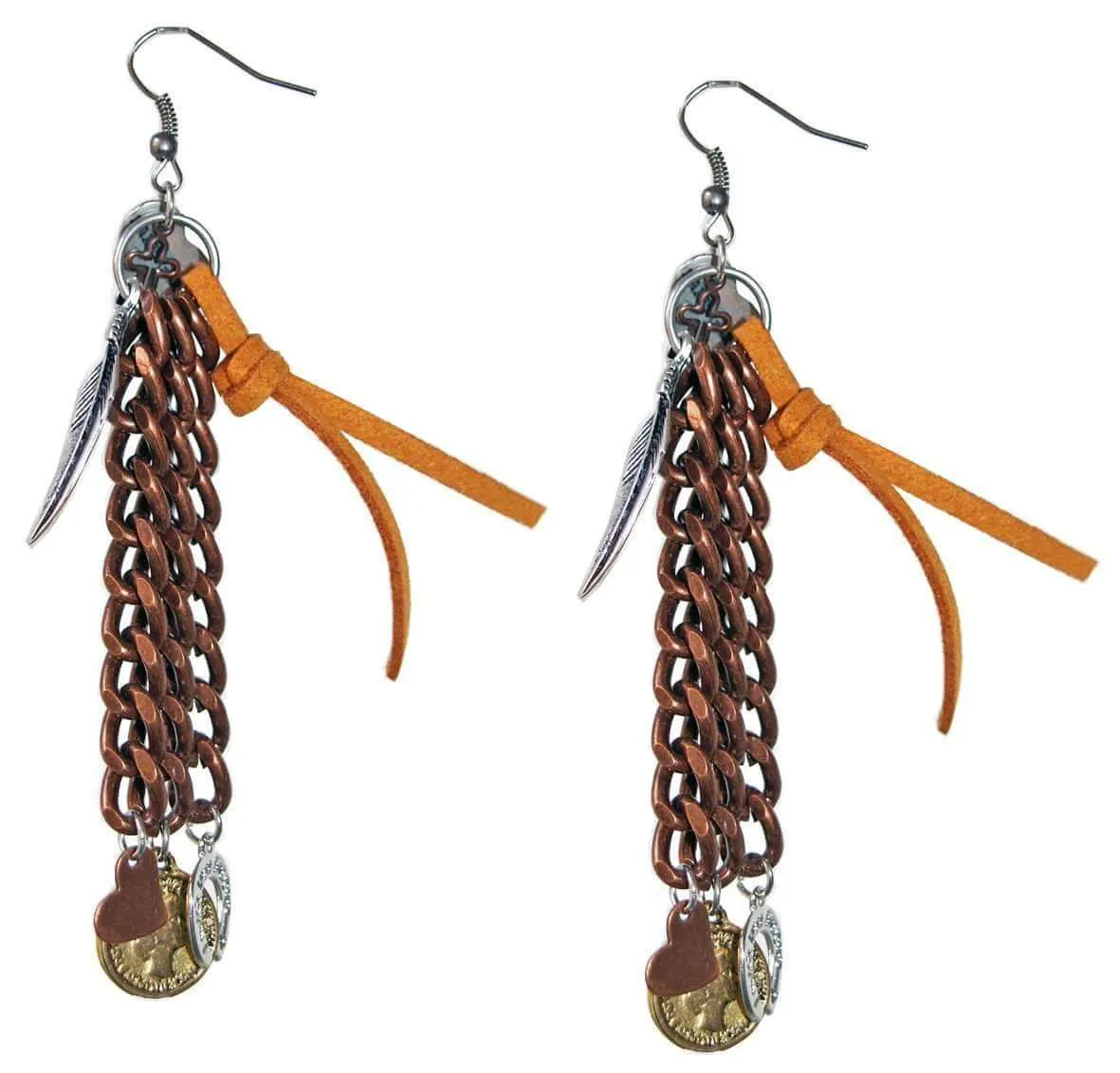 Chandelier Earrings in deerskin leather with beautiful 18kt Gold Plated Coins charms. sold by Maiden-Art product image thumbnail 2