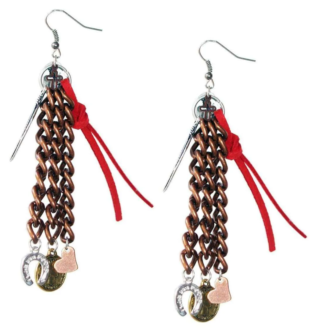 Chandelier Earrings in deerskin leather with beautiful 18kt Gold Plated Coins charms. sold by Maiden-Art product image thumbnail 5