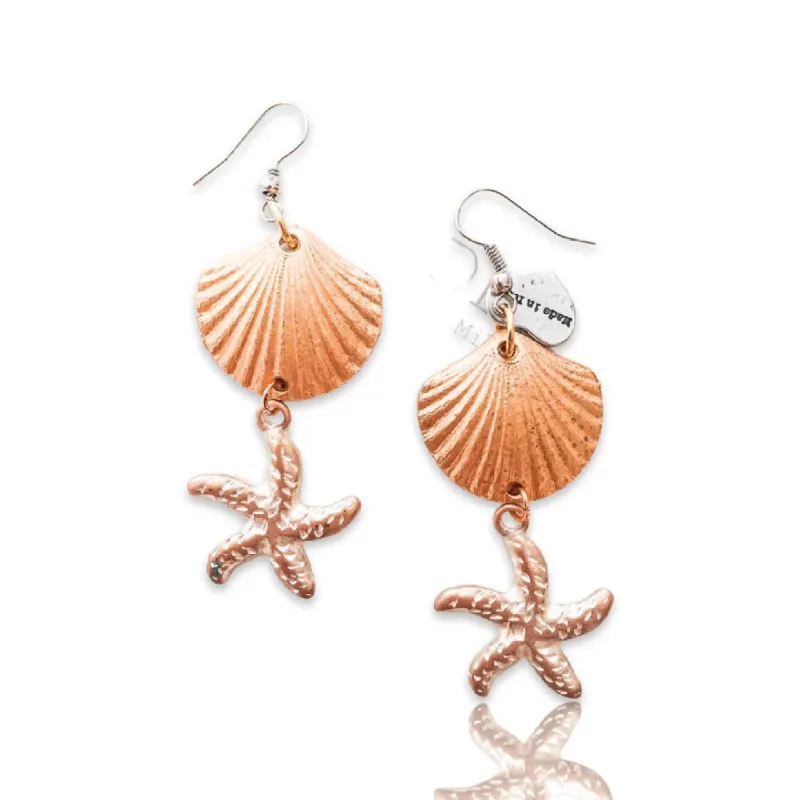 Statement Earrings with Shell and Starfish Charms sold by Maiden-Art