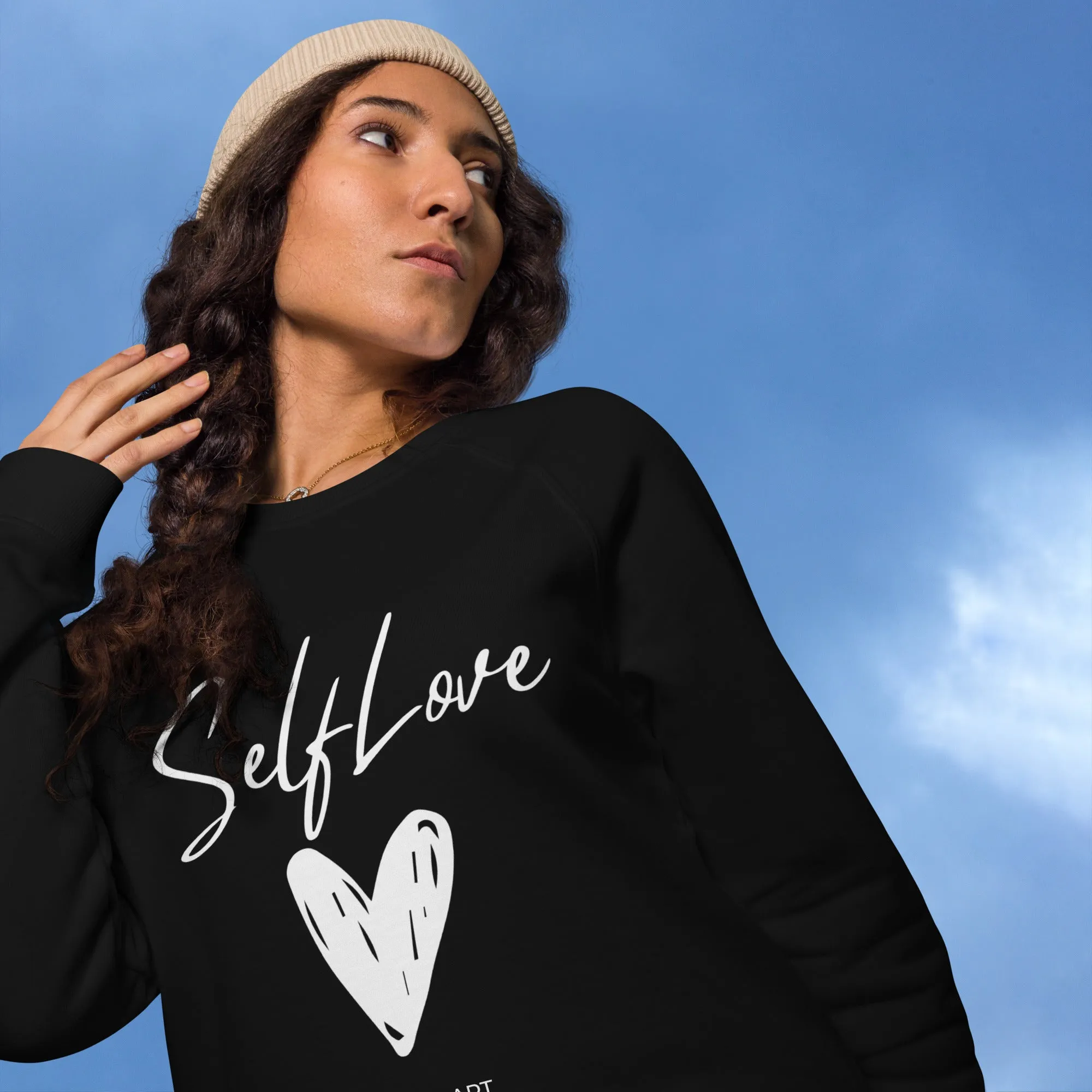 SELF LOVE Unisex organic raglan sweatshirt sold by Maiden-Art product image thumbnail 4
