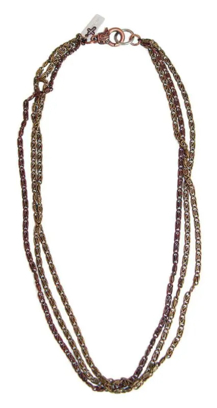 Mens copper and brass chain necklace sold by Maiden-Art