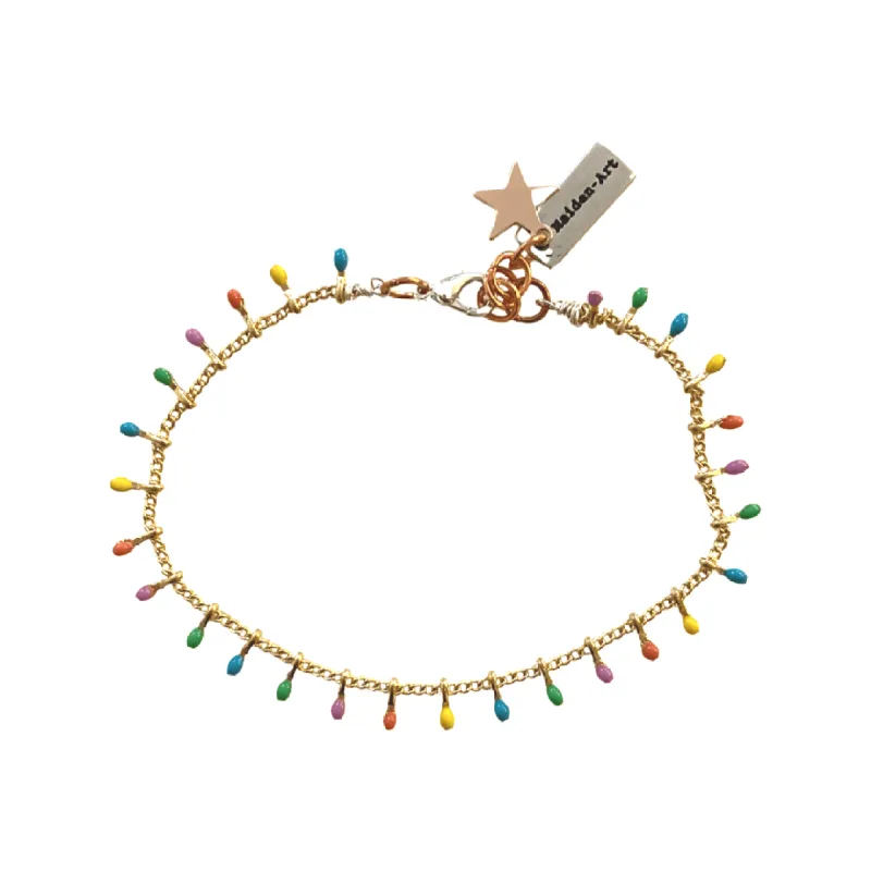 Boho Chic Bracelet with tiny pastel color drops sold by Maiden-Art