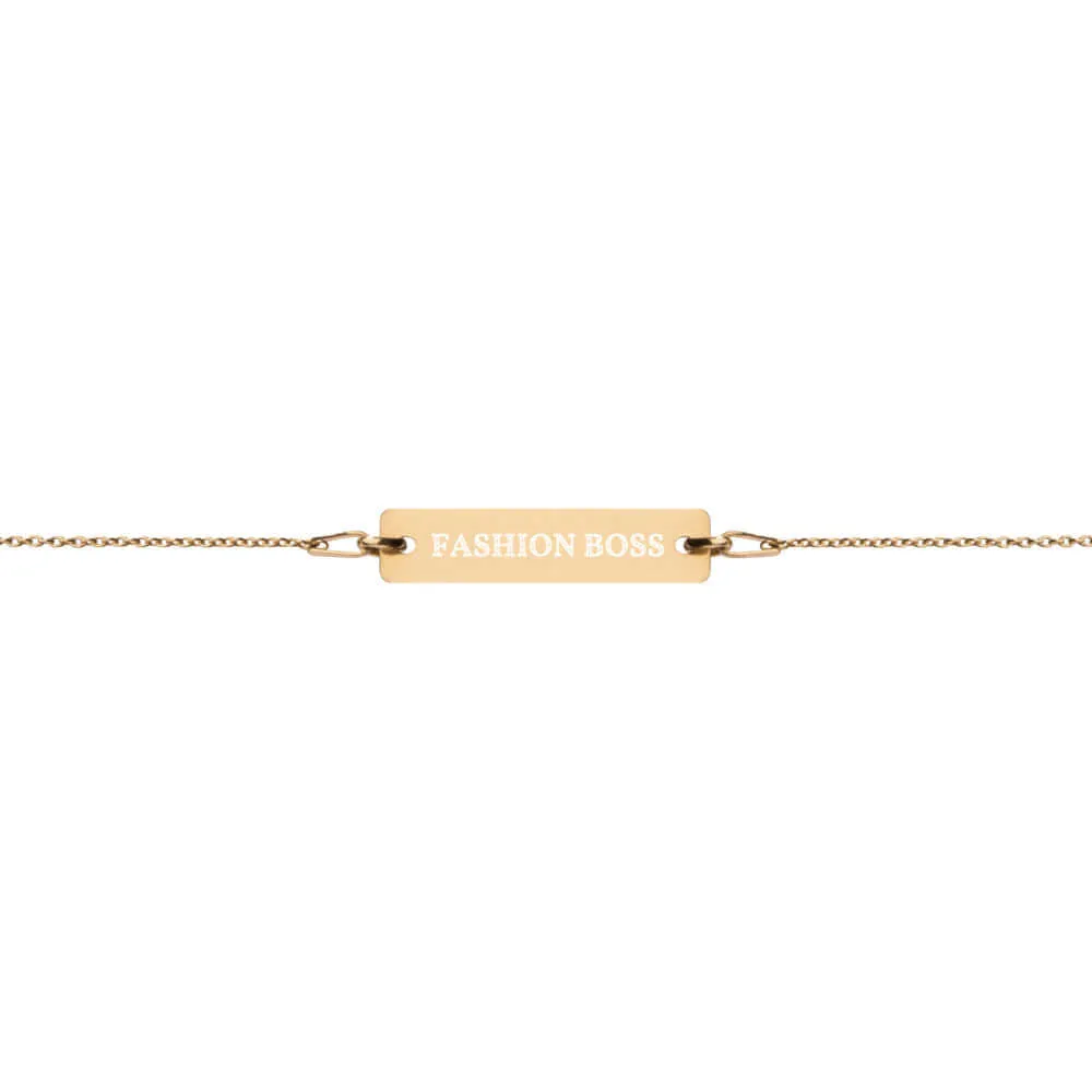 "Fashion Boss" Engraved Silver Bar Chain Bracelet - Personalize Design sold by Maiden-Art