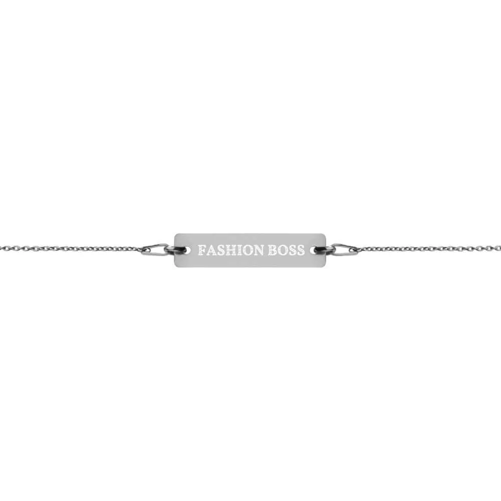 "Fashion Boss" Engraved Silver Bar Chain Bracelet - Personalize Design sold by Maiden-Art product image thumbnail 3