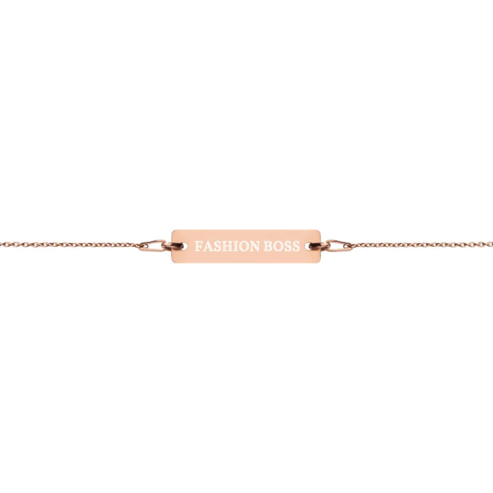"Fashion Boss" Engraved Silver Bar Chain Bracelet - Personalize Design sold by Maiden-Art product image thumbnail 2