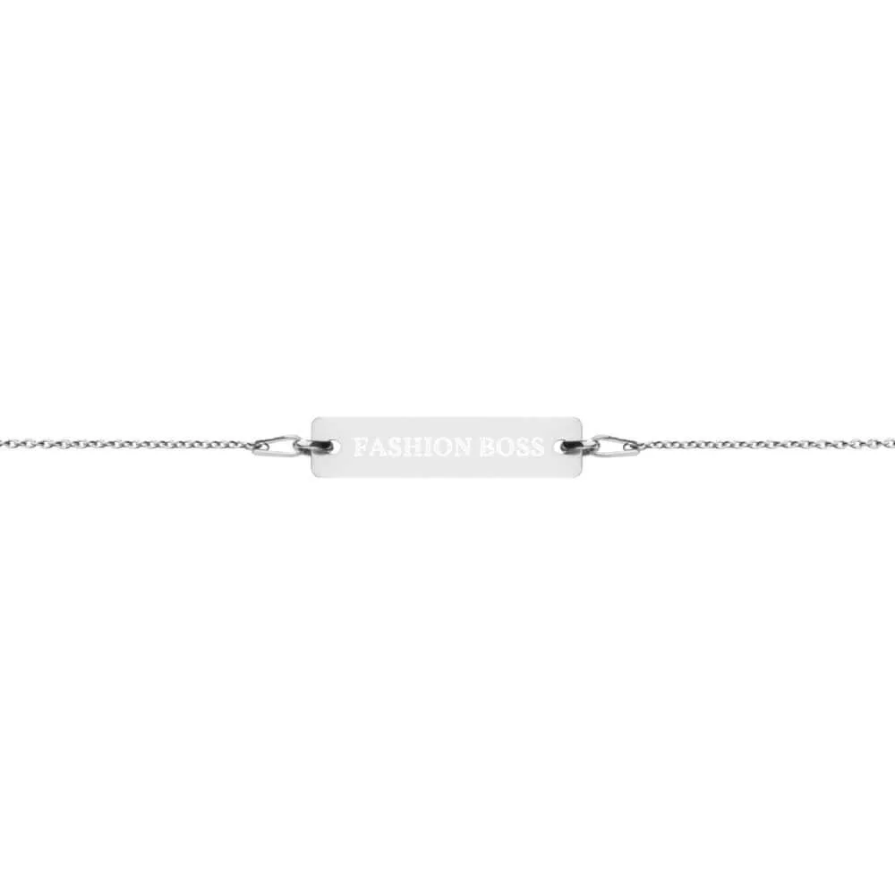 "Fashion Boss" Engraved Silver Bar Chain Bracelet - Personalize Design sold by Maiden-Art product image thumbnail 4