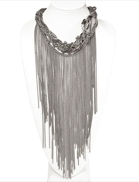 Fringes Statement Necklace with Agate Stone. sold by Maiden-Art product image thumbnail 2