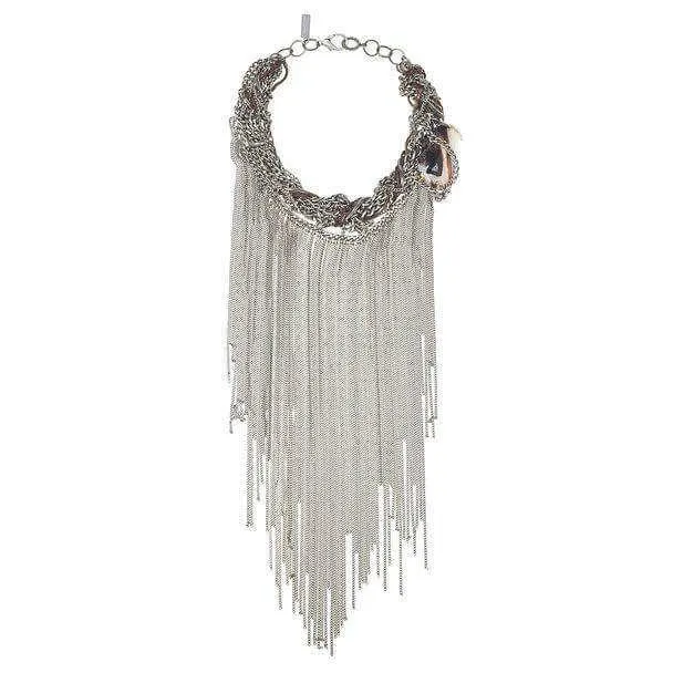 Fringes Statement Necklace with Agate Stone. sold by Maiden-Art