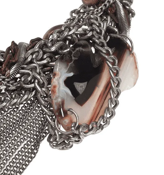 Fringes Statement Necklace with Agate Stone. sold by Maiden-Art product image thumbnail 4