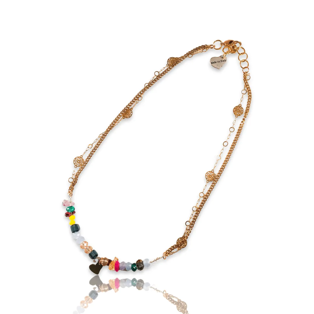 Colorful Beads and Stones Bronze Heart Necklace sold by Maiden-Art product image thumbnail 2