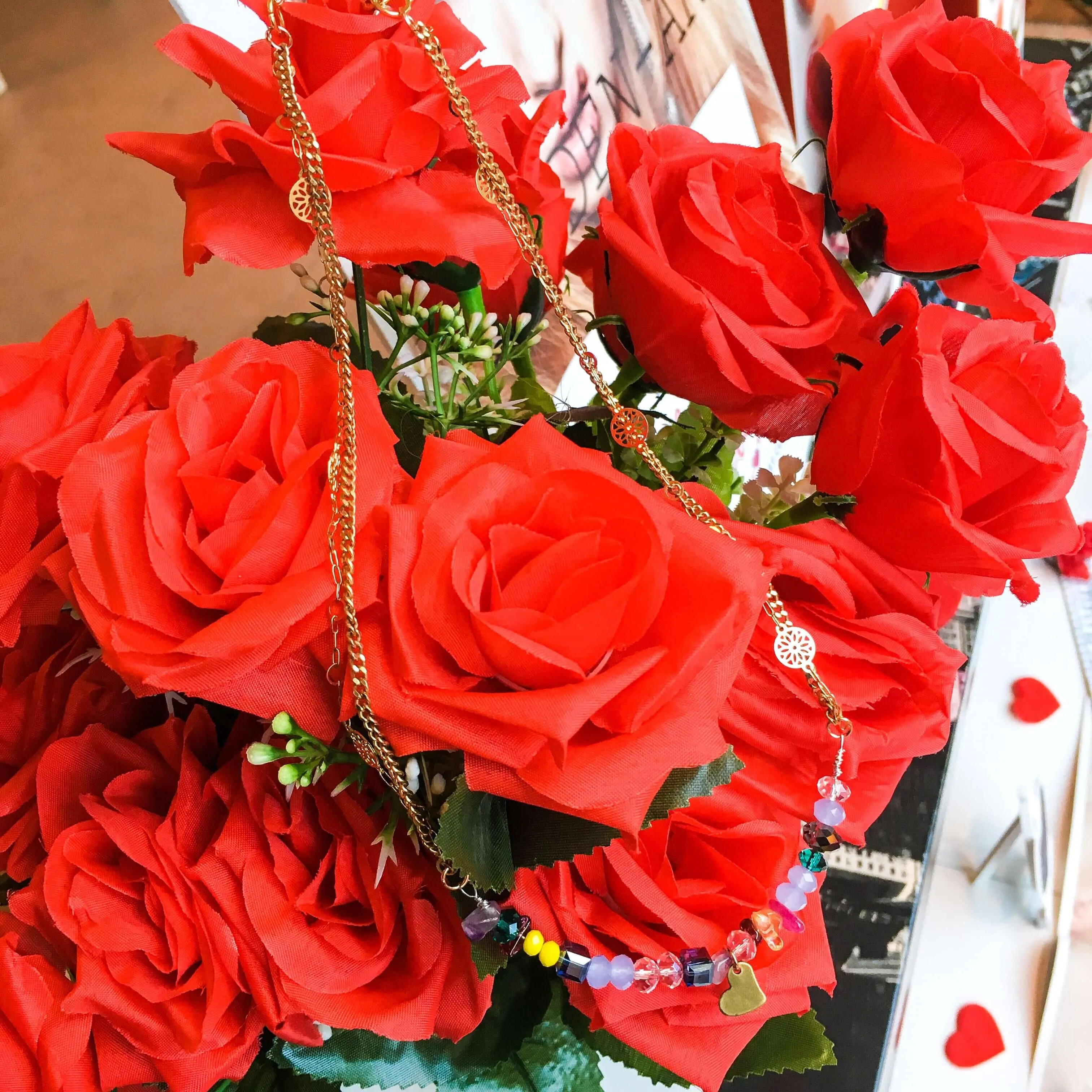 Colorful Beads and Stones Bronze Heart Necklace sold by Maiden-Art product image thumbnail 3