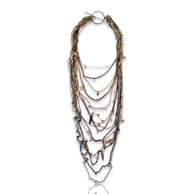 Multi Chain Statement Necklace with Swarovski Crystals and Charms. sold by Maiden-Art