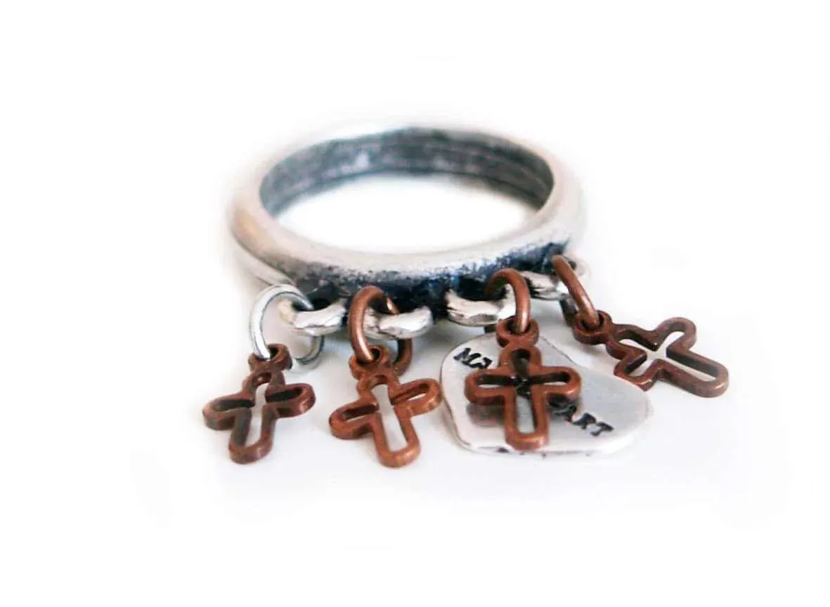 Statement ring in silver with crosses sold by Maiden-Art product image thumbnail 2