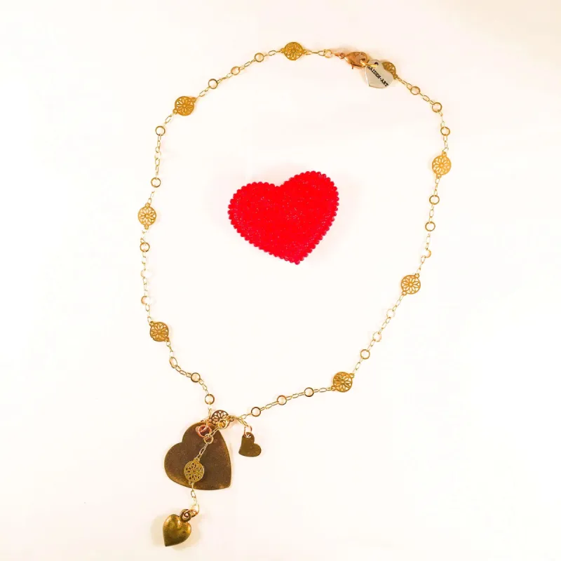 Triple Heart Charms Necklace sold by Maiden-Art