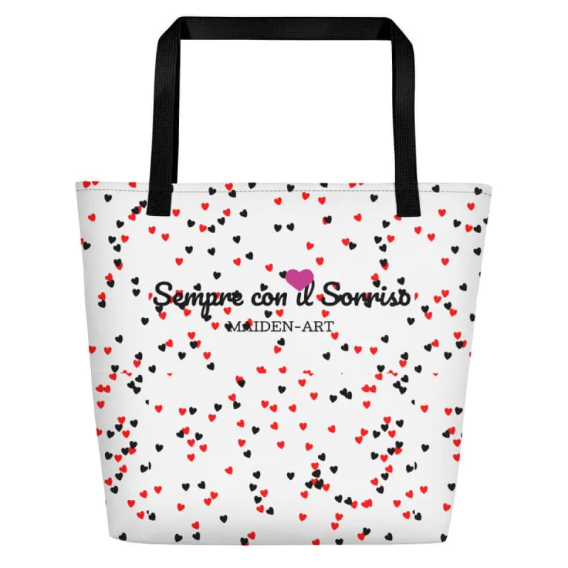 Beach Bag - Hearts in White sold by Maiden-Art