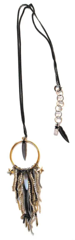Moondrops Necklace with mother of pearl, brass and Swarovski Crystals. sold by Maiden-Art