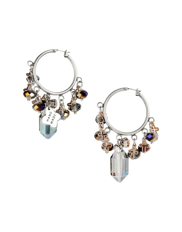 Hoop earrings with multicoloured charms sold by Maiden-Art