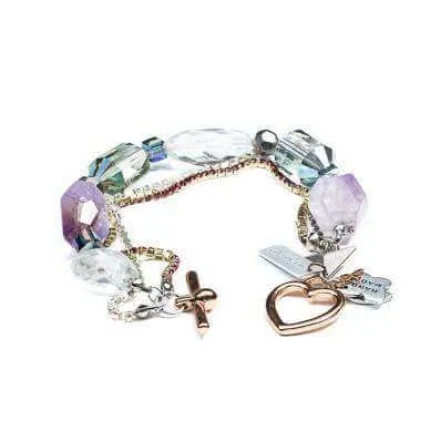 Amethyst and Rock Crystals Rose Gold Bracelet. sold by Maiden-Art