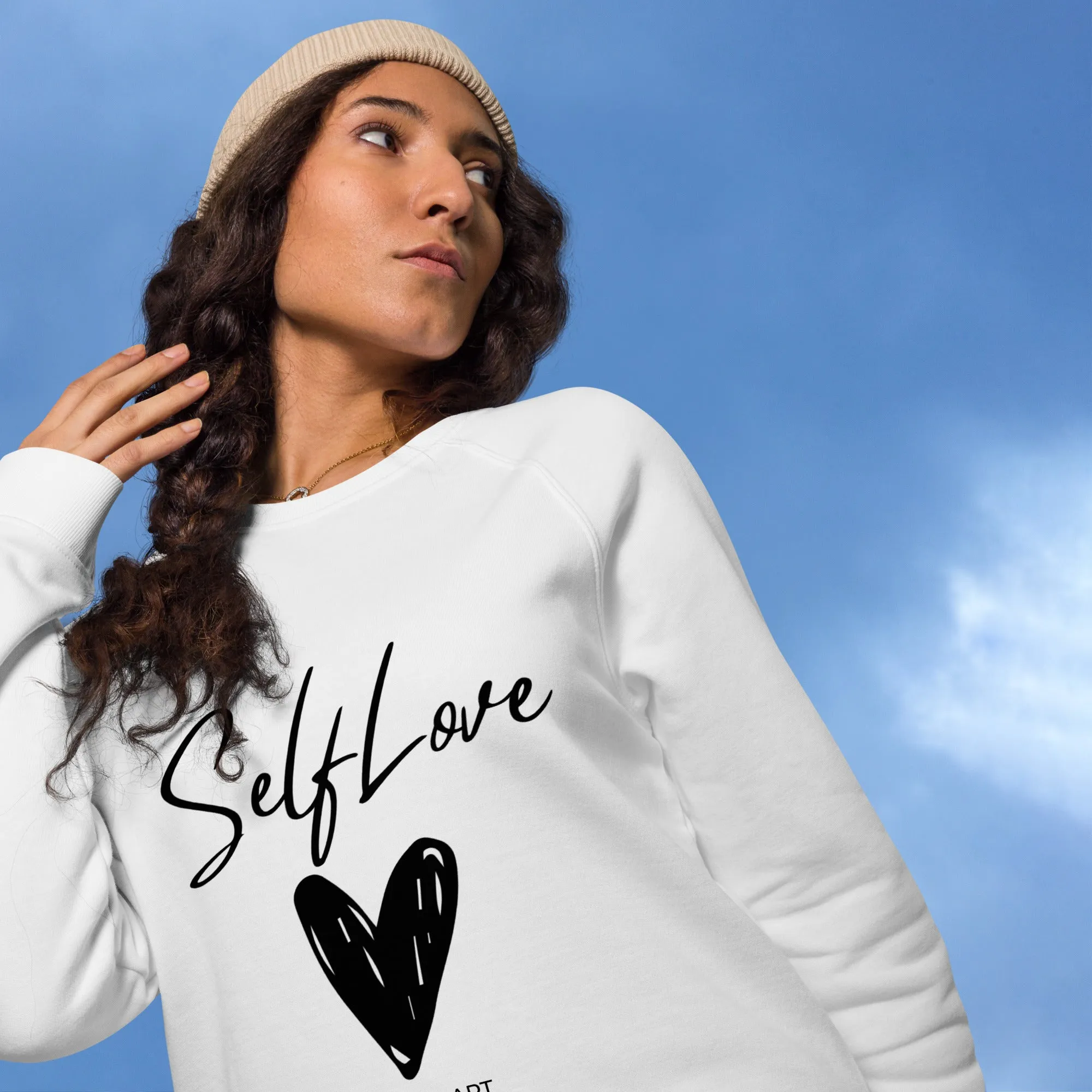 SELF LOVE Unisex organic raglan sweatshirt sold by Maiden-Art product image thumbnail 2