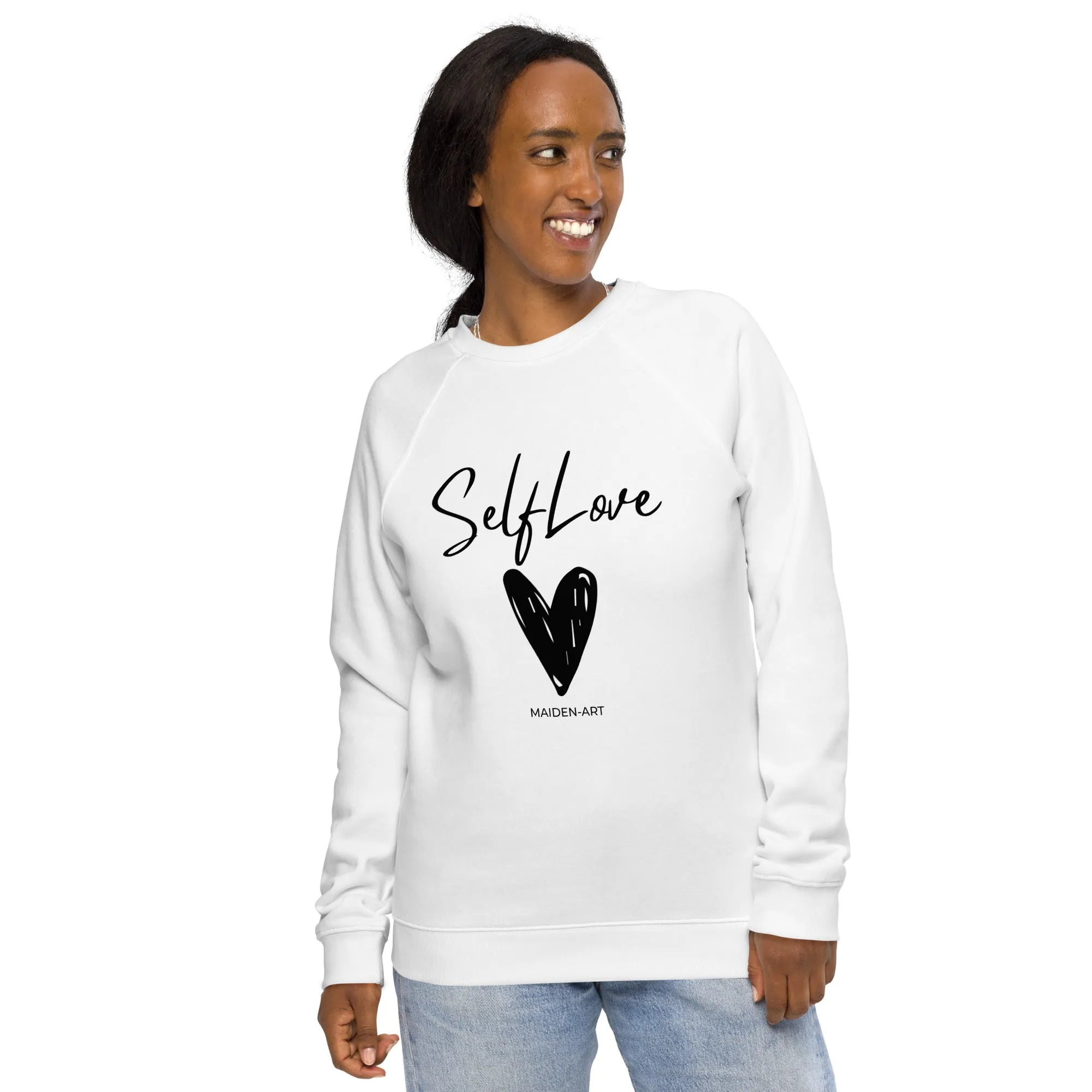 SELF LOVE Unisex organic raglan sweatshirt sold by Maiden-Art product image thumbnail 3