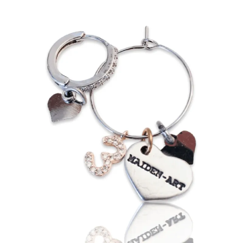 Matchy Earrings, Matchy Hoop Earrings with Numbers and Heart Charms. sold by Maiden-Art