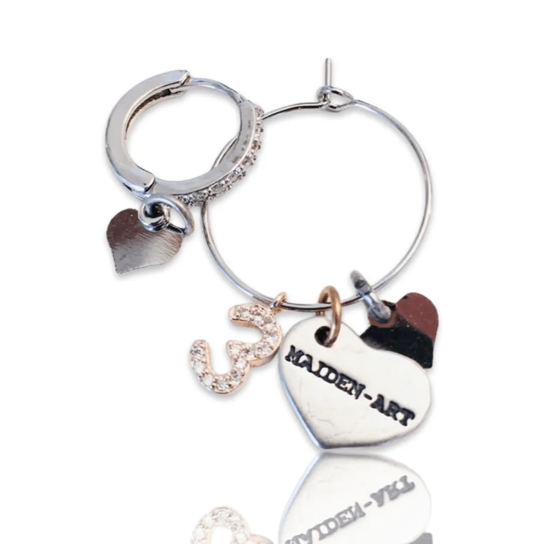 Matchy Earrings, Matchy Hoop Earrings with Numbers and Heart Charms. sold by Maiden-Art