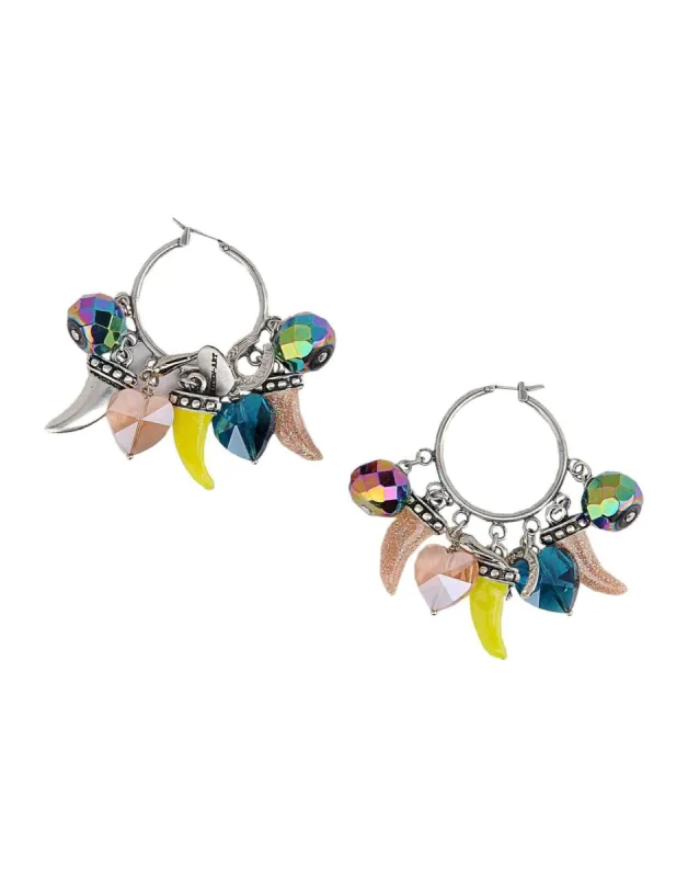 Colorful Horn, Horseshoe, Heart Charm Hoop Earrings sold by Maiden-Art