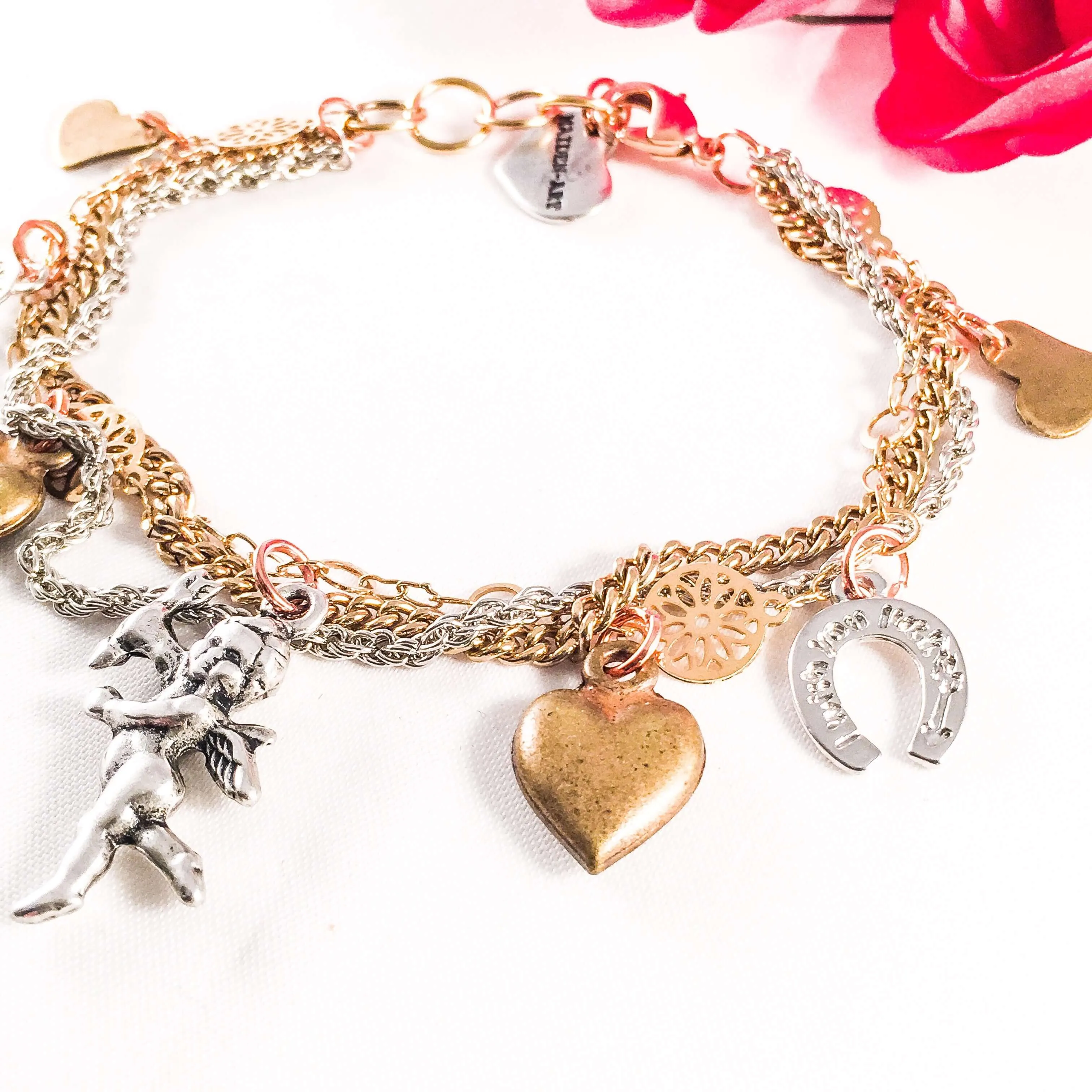 Heart and Cherub MultiCharms Bracelet sold by Maiden-Art product image thumbnail 4