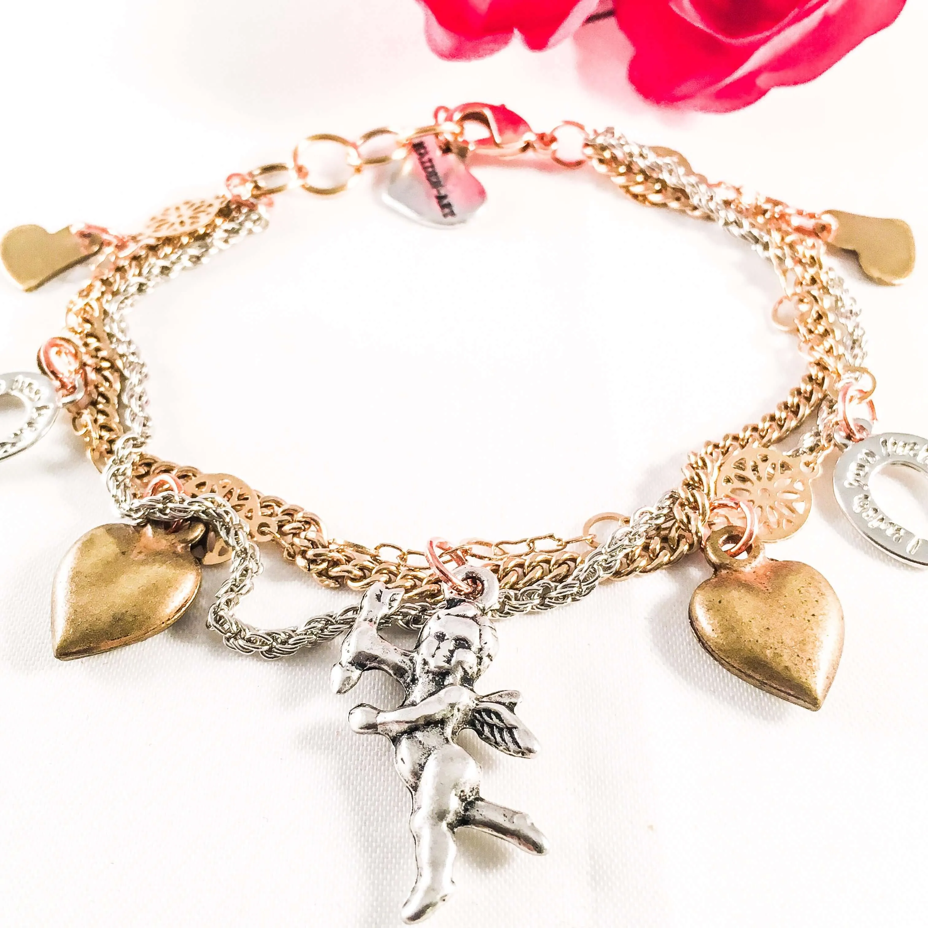 Heart and Cherub MultiCharms Bracelet sold by Maiden-Art product image thumbnail 3