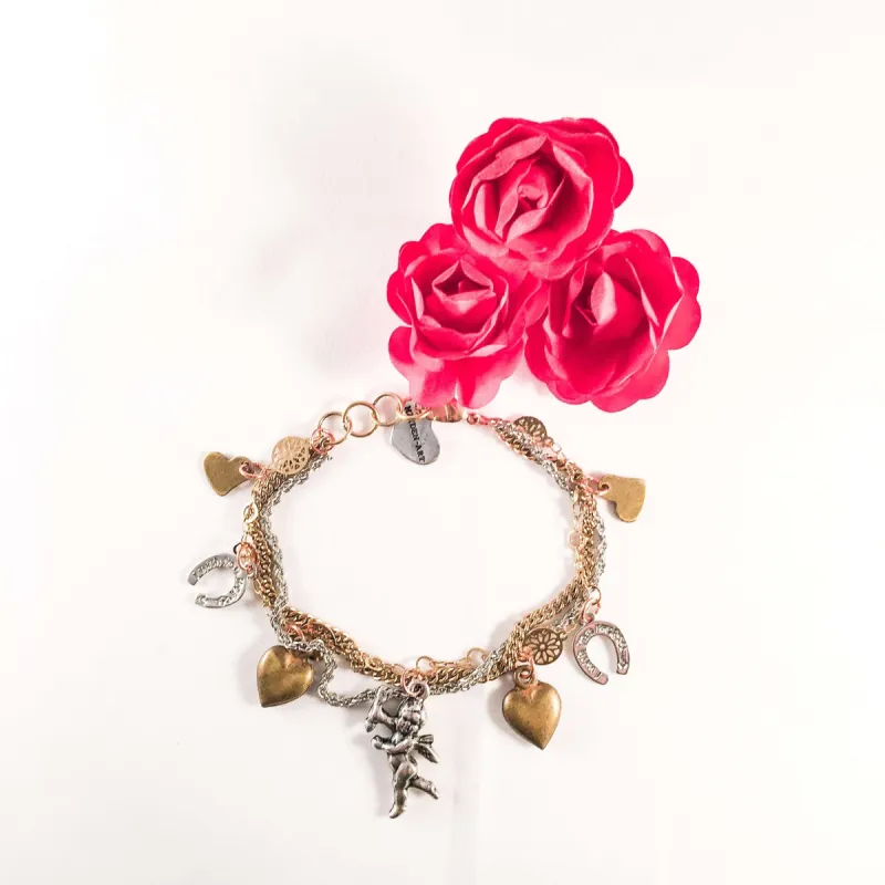 Heart and Cherub MultiCharms Bracelet sold by Maiden-Art