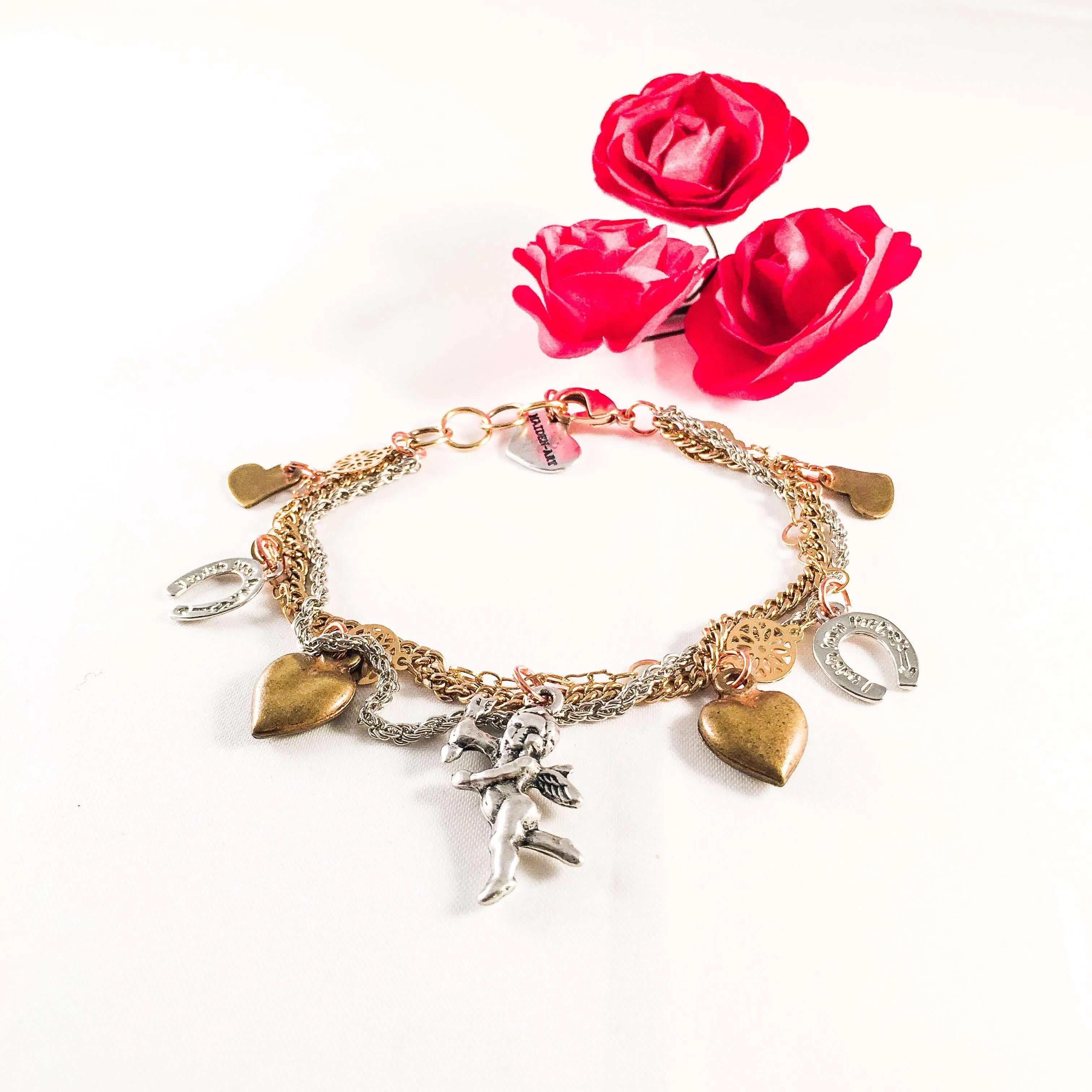 Heart and Cherub MultiCharms Bracelet sold by Maiden-Art product image thumbnail 2