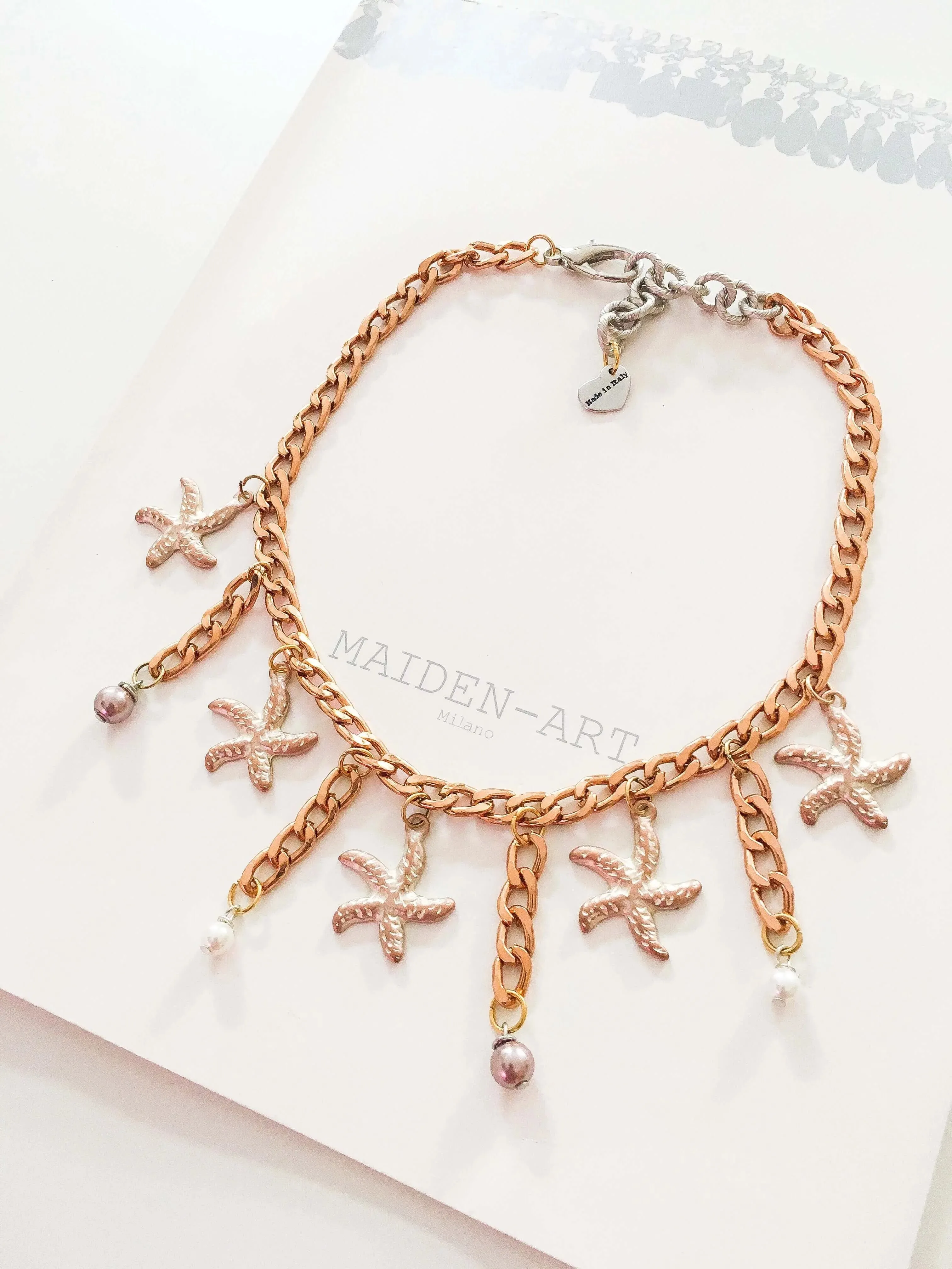 Statement Choker with Shell, Starfish Charms and Pearls. sold by Maiden-Art product image thumbnail 2
