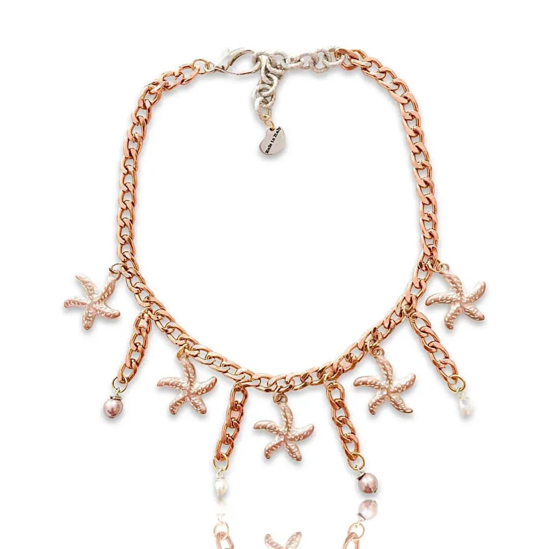 Statement Choker with Shell, Starfish Charms and Pearls. sold by Maiden-Art