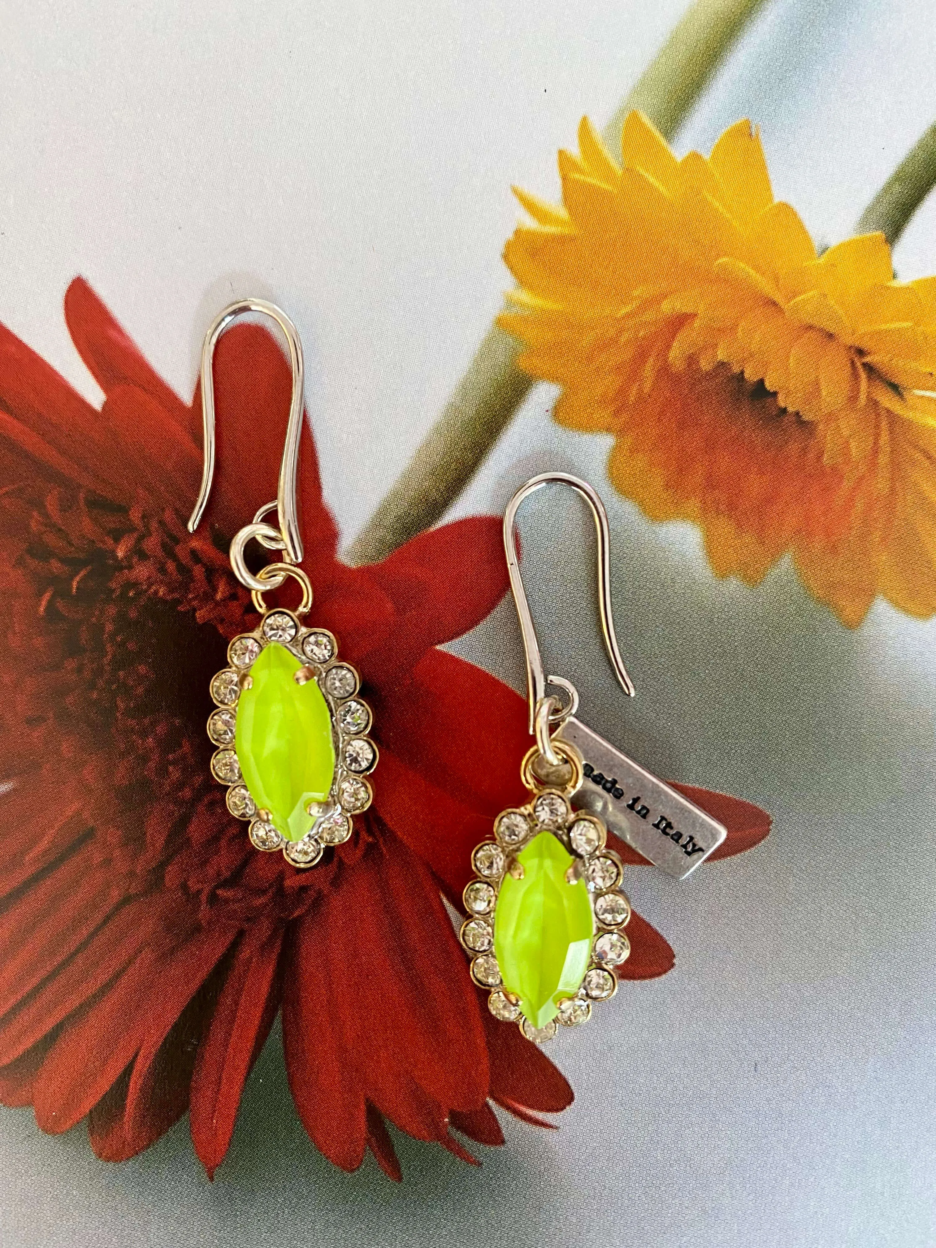 Lime Green Statement Earrings and Rhinestones. sold by Maiden-Art product image thumbnail 2