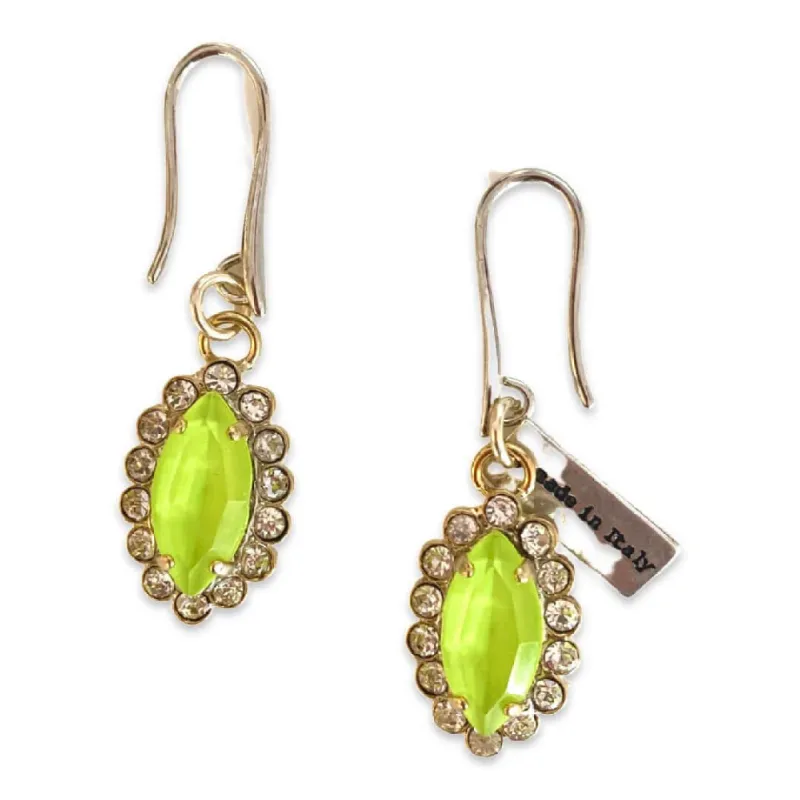 Lime Green Statement Earrings and Rhinestones. sold by Maiden-Art