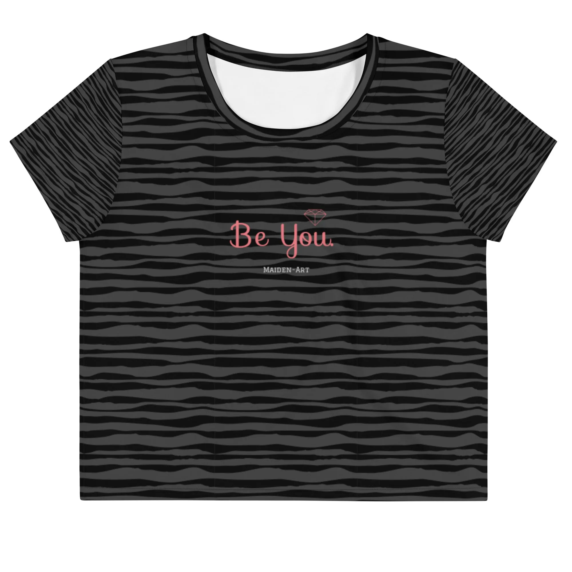 "Be You" All-Over Print Crop Tee - ZEBRA BLACK. sold by Maiden-Art