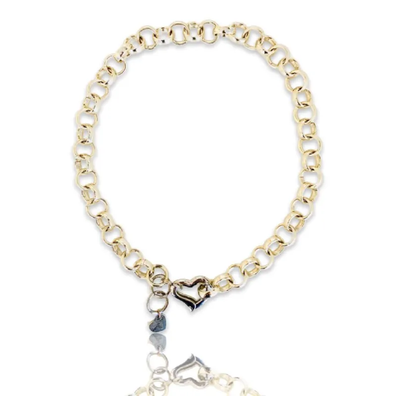 18kt Gold Plated Brass Choker Necklace and Silver Heart Clasp. sold by Maiden-Art