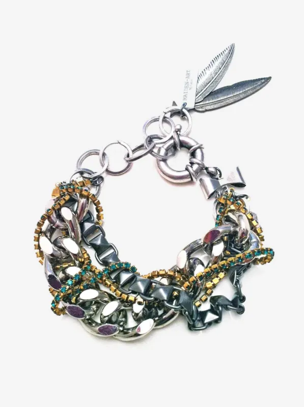 Silver and GunMetal Chain and Charms Bracelet sold by Maiden-Art