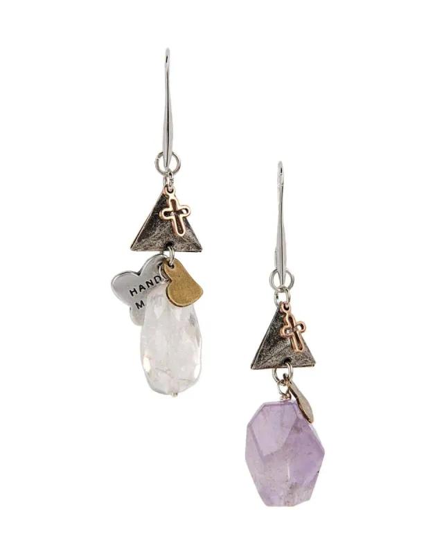 Amethyst and Rock Crystal Dangle and Drop Earrings sold by Maiden-Art