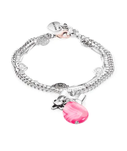 Pink agate stone charm bracelet sold by Maiden-Art