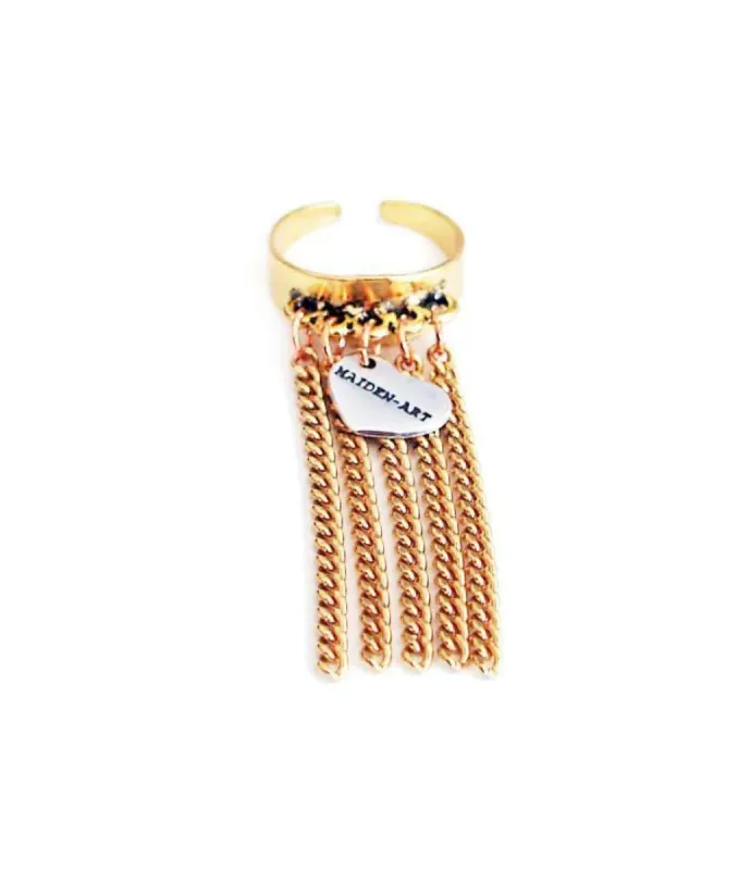 Statement ring in gold with fringes sold by Maiden-Art