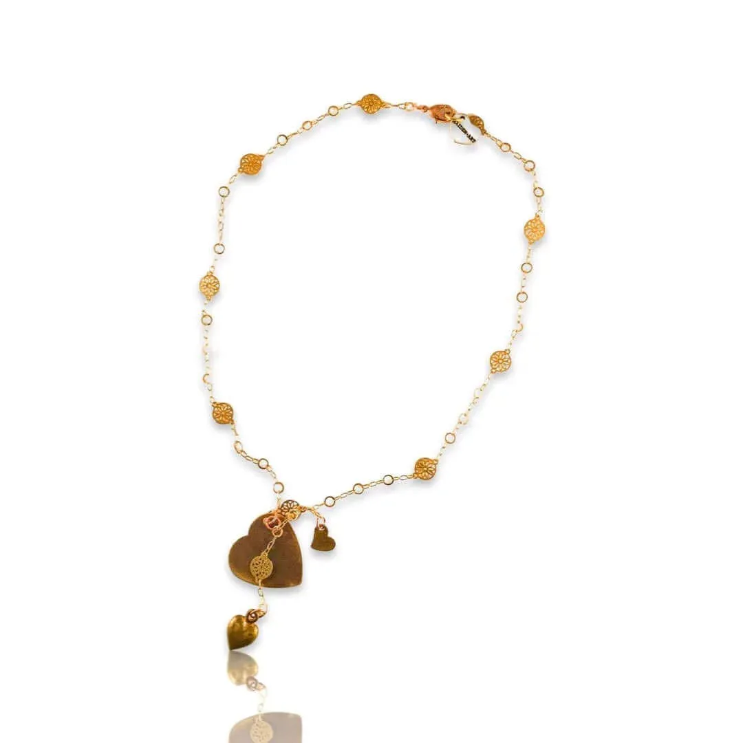 Three Hearts Necklace. Heart Charms Necklace. sold by Maiden-Art