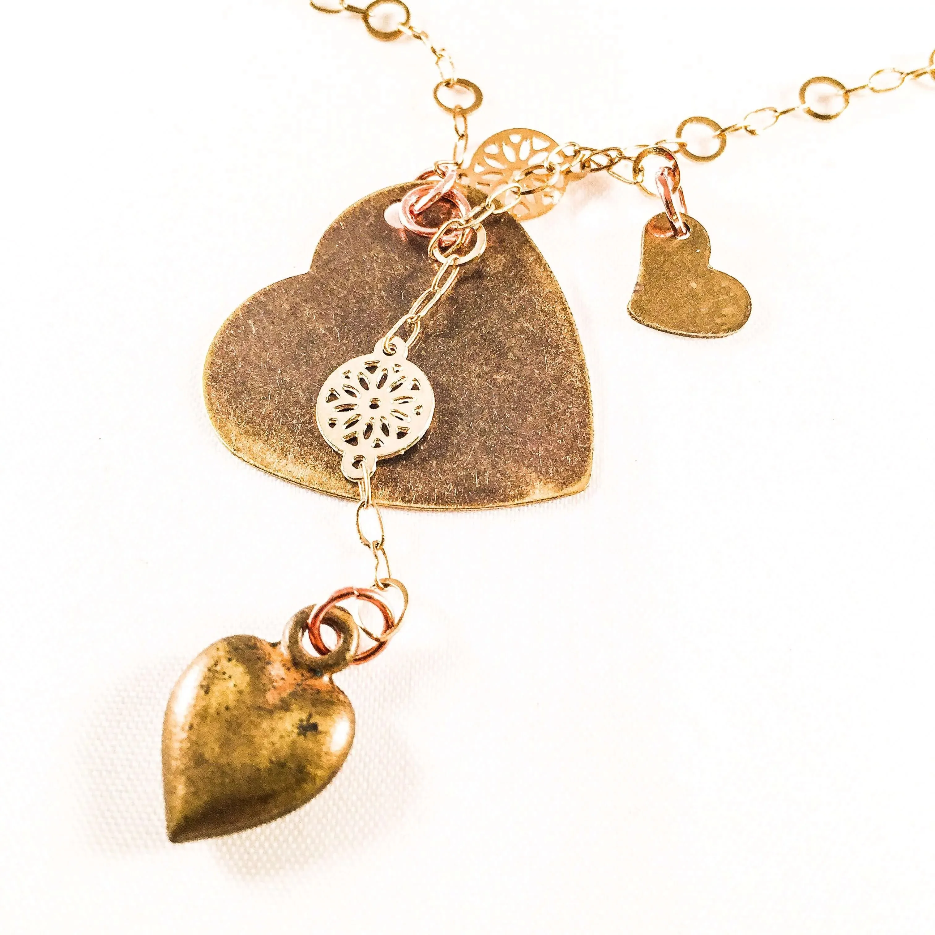 Three Hearts Necklace. Heart Charms Necklace. sold by Maiden-Art product image thumbnail 2