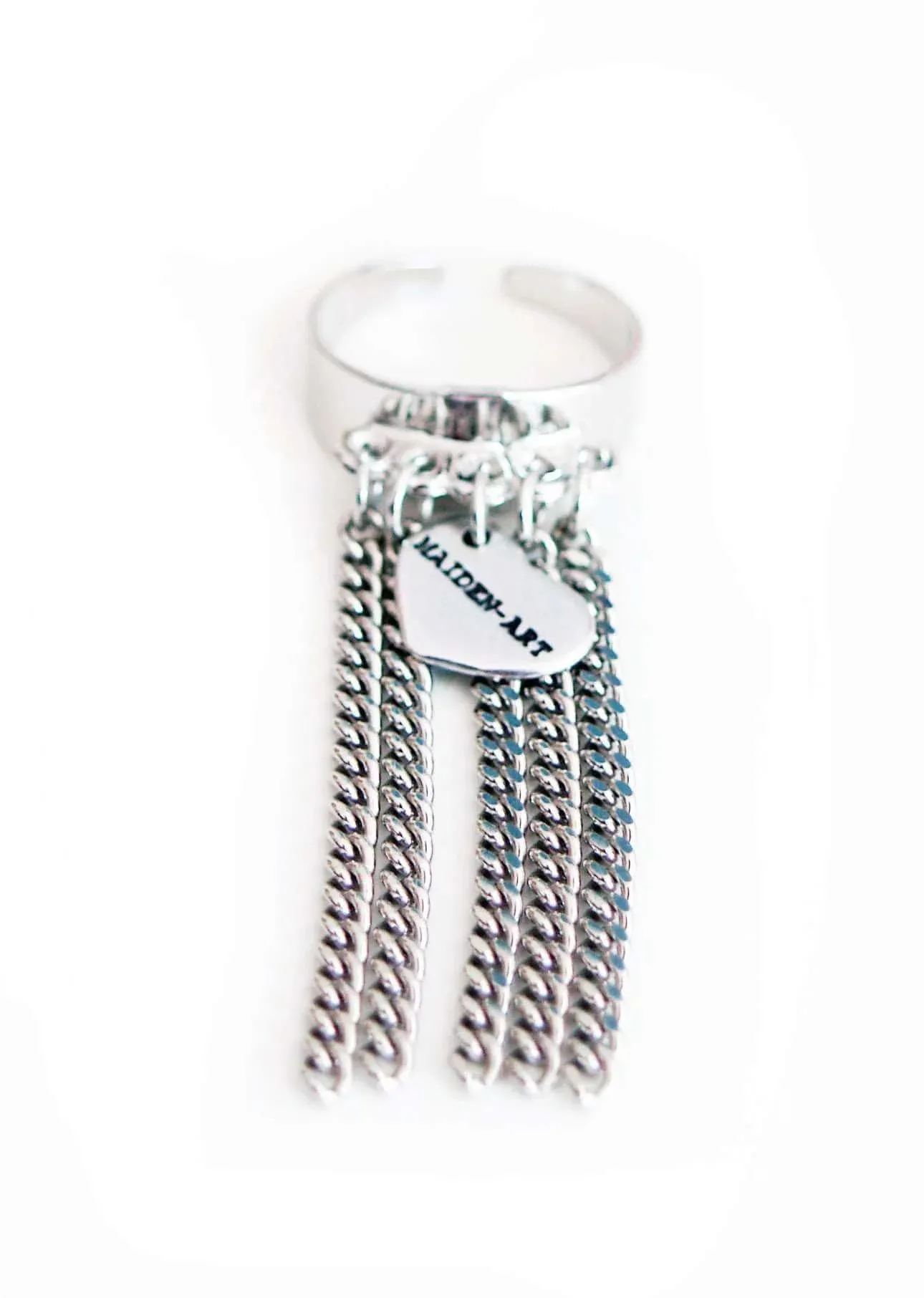 Statement ring in silver with fringes sold by Maiden-Art