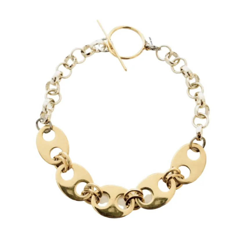 Gold Plated Oversized Marine Chain Necklace and Bracelet. sold by Maiden-Art