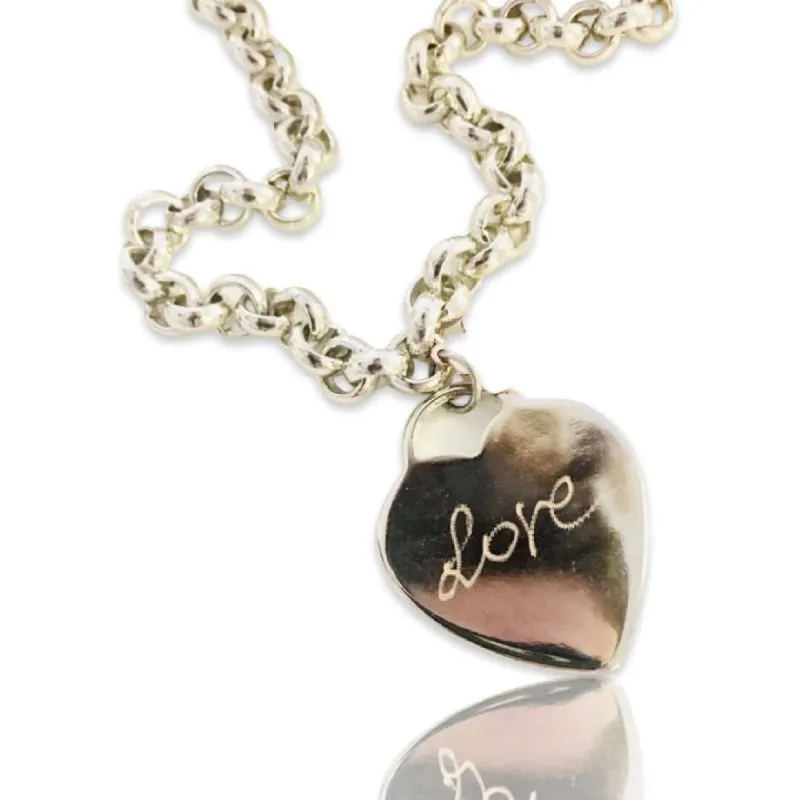 Engraved Personalized Silver Heart Necklace, Custom Necklace sold by Maiden-Art