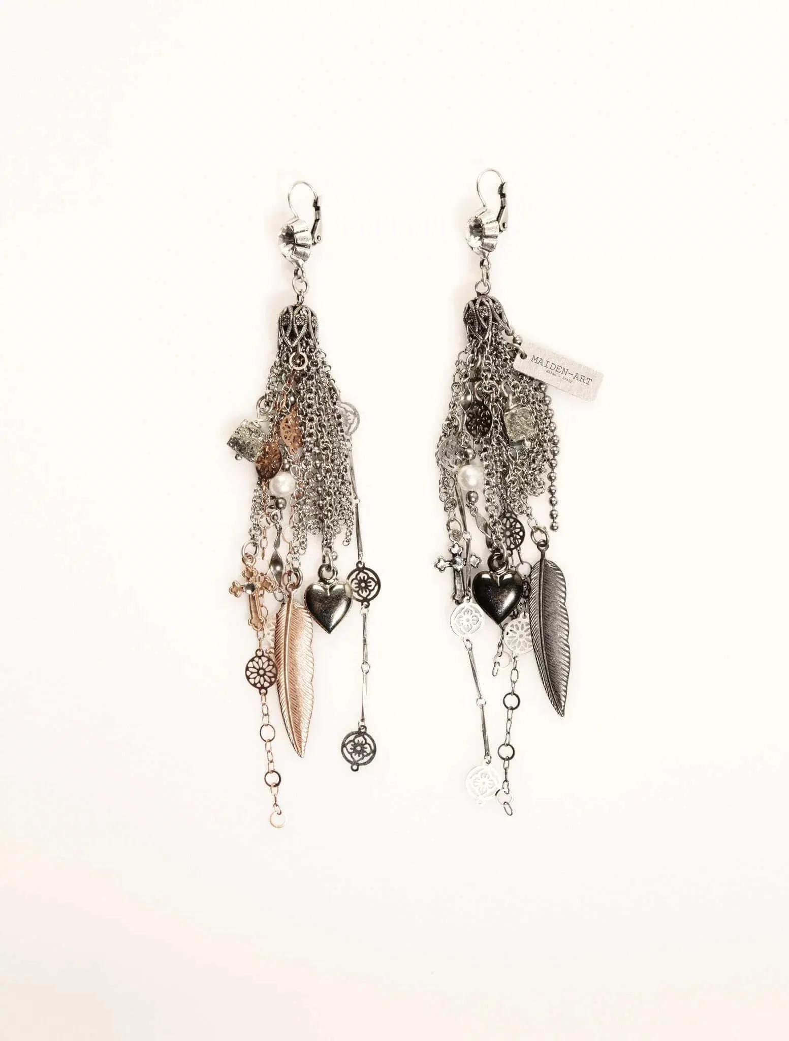 Tassel earrings with antique silver, rose gold and charms. Boho chic earrings, boho chic jewelry.* PROMOTION sold by Maiden-Art