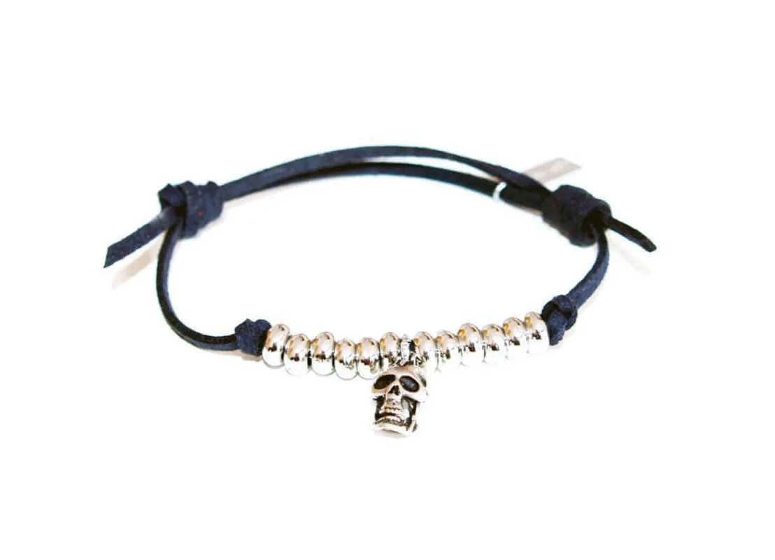 Mens blu navy skull bracelet sold by Maiden-Art